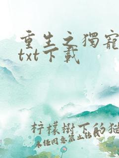 重生之独宠男妻txt下载