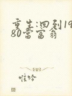 重生:回到1980当富翁