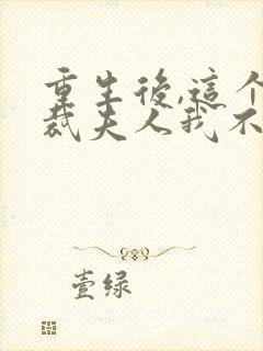 重生后,这个总裁夫人我不当了小说