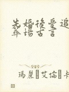 先婚后爱追妻火葬场古言