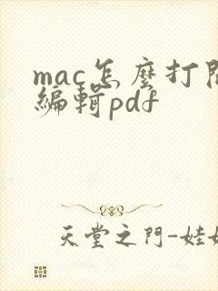 mac怎么打开编辑pdf