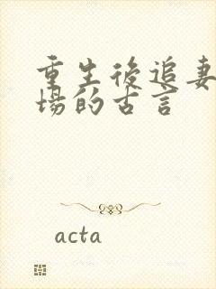 重生后追妻火葬场的古言