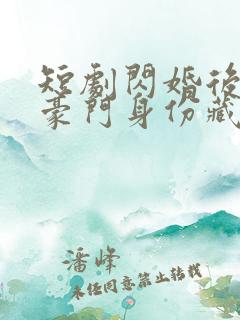 短剧闪婚后老公豪门身份藏不住了