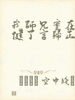 我师兄实在太稳健了言归正传小说完结