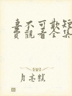 妻不可欺短剧免费观看全集