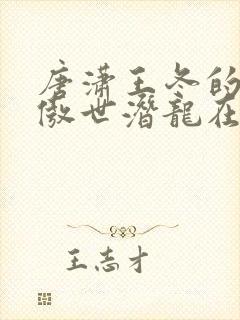 唐潇王冬的小说傲世潜龙在线阅读