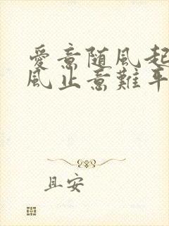 爱意随风起, 风止意难平