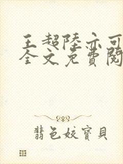 王超陆亦可小说全文免费阅读