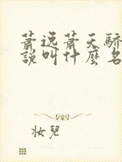 萧逸萧天骄的小说叫什么名字