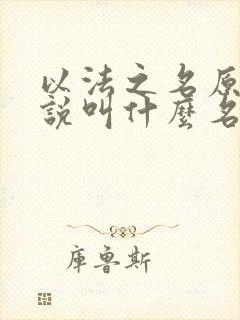 以法之名原著小说叫什么名字