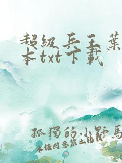 超级兵王叶谦全本txt下载