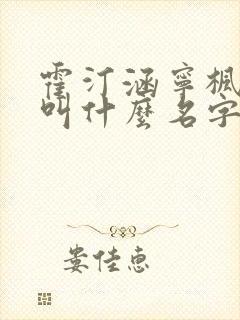 霍汀涵宁枫小说叫什么名字