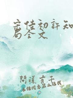 宋佳初许知砚结局全文