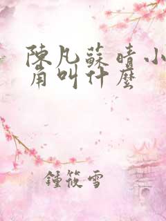 陈凡苏晴小说主角叫什么