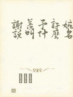 谢羡予许婉若小说叫什么名字