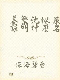 姜繁沈纵原著小说叫什么名字