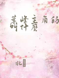 叶峰主角的小说叫什么