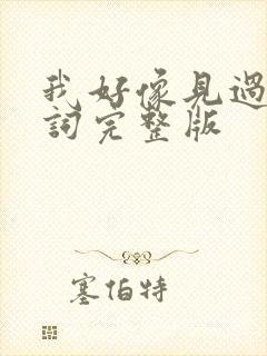 我好像见过你歌词完整版