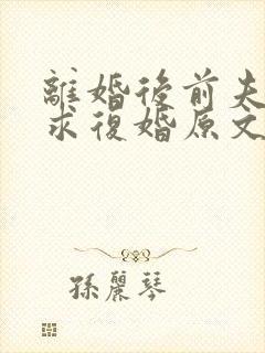 离婚后前夫哭着求复婚原文免费阅读