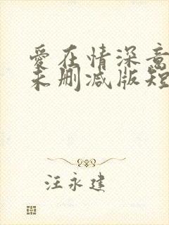 爱在情深意晚时未删减版短剧