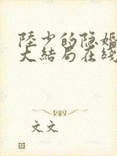 陆少的隐婚罪妻大结局在线阅读