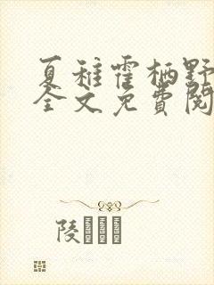 夏稚霍栖野小说全文免费阅读