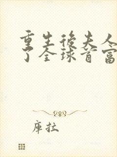 重生后夫人她成了全球首富txt