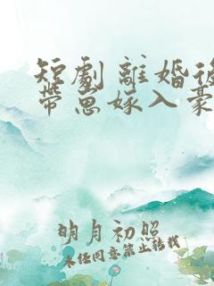 短剧 离婚后她带崽嫁入豪门