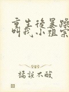 重生后暴躁大佬叫我小祖宗小说完整版