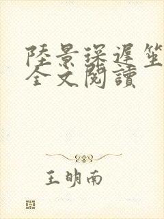 陆景琛迟笙小说全文阅读