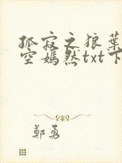 孤寂之狼叶凡司空嫣然txt下载