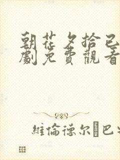 朝花夕拾已迟短剧免费观看