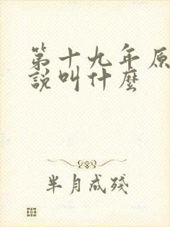 第十九年原著小说叫什么