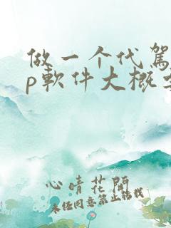 做一个代驾app软件大概要多少钱