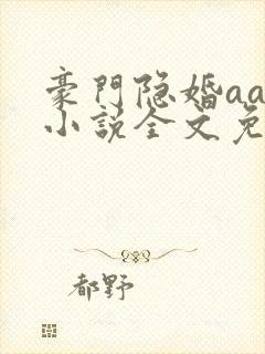 豪门隐婚aa制小说全文免费阅读