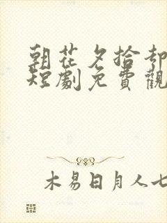 朝花夕拾却已迟短剧免费观看全集