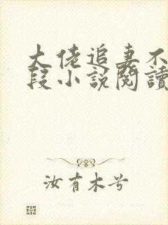 大佬追妻不择手段小说阅读无弹窗