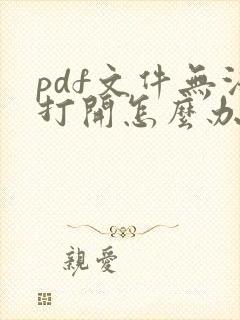 pdf文件无法打开怎么办