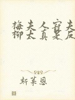 梅夫人宠夫日常柳太真是反派吗