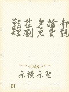 朝花夕拾却已迟短剧免费观看在线播放