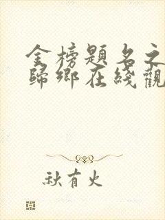 金榜题名之状元归乡在线观看