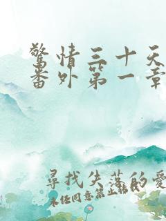 惊情三十天婚后番外第一章