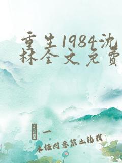 重生1984沈林全文免费阅读