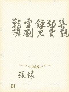 朝雪录36集电视剧免费观看