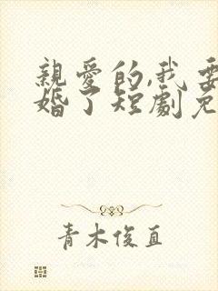 亲爱的,我要结婚了短剧免费观看