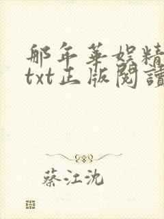 那年华娱精校版txt正版阅读