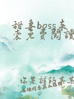 甜妻boss来袭免费阅读全文