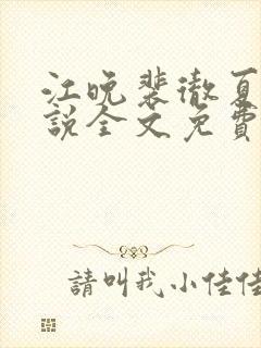 江晚裴彻夏瑶小说全文免费阅读