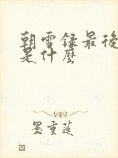 朝雪录最后结局是什么