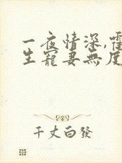 一夜情深,霍先生宠妻无度丨